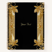 Gold Black Ornate Floral Notebook