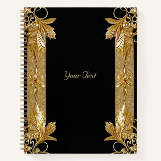 Gold Black Ornate Floral Notebook