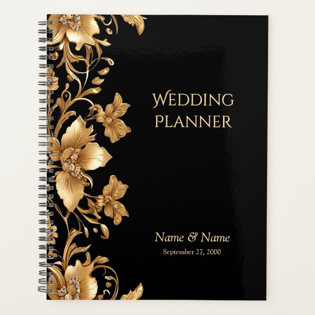 Gold Black Ornate Floral Planner (Front)