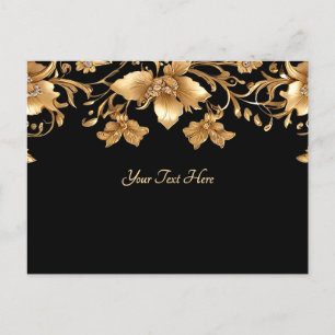 Gold Black Ornate Floral Postcard