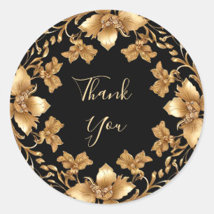 Gold Black Ornate Floral Sticker