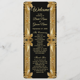 Gold Black Ornate Floral Wedding Program