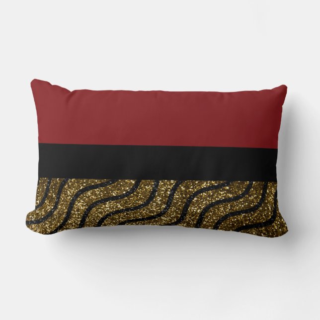 Gold & Black Pattern With Red Lumbar Cushion (Front)
