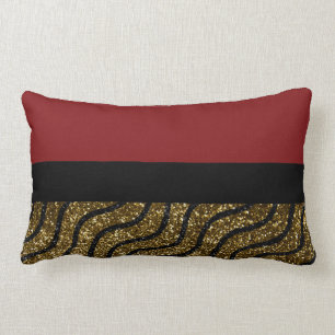Gold & Black Pattern With Red Lumbar Cushion