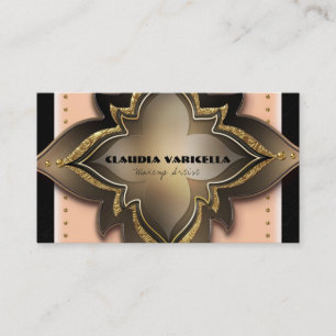 Gold Black & Peach Exotic Chic Flower Elegant Glam Business Card