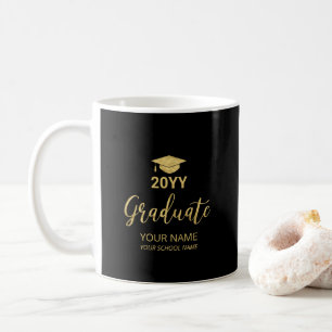 Gold & Black Personalised Graduation Gifts Mug