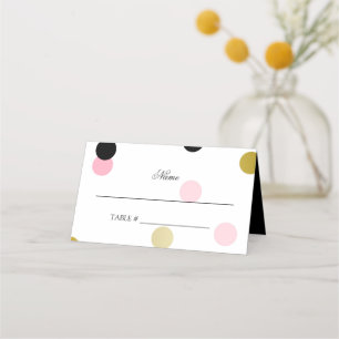 Gold Black & Pink Confetti Place Card