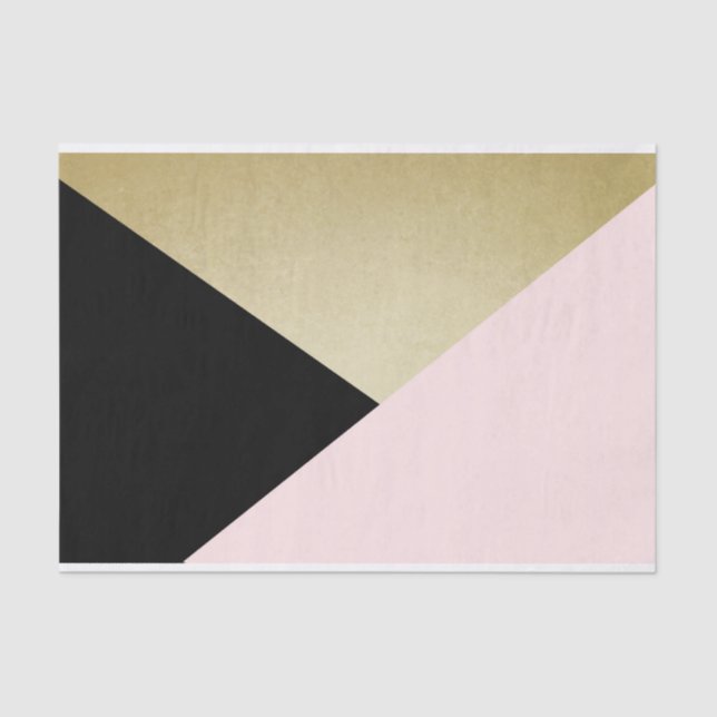Gold BlacK Pink Custom 10lb Tissue Paper, White Paper (Front)