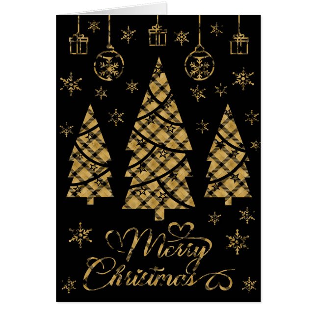 Gold  Black Plaid Behind Black Christmas Cut Out (Front)