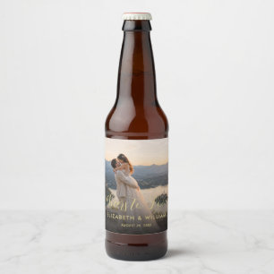 Gold & Black Polka Dot Personalised wedding Beer Bottle Label