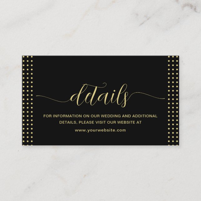 Gold & Black Polka Dot Personalised wedding Enclosure Card (Front)