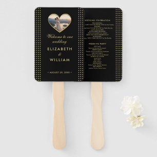 Gold & Black Polka Dot Personalised wedding Hand Fan