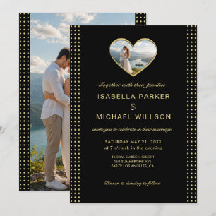 Gold & Black Polka Dot Personalised wedding Invitation