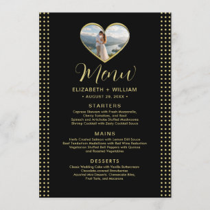 Gold & Black Polka Dot Personalised wedding Menu