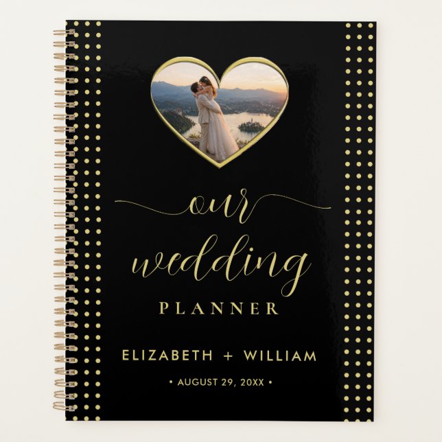 Gold & Black Polka Dot Personalised wedding Planner (Front)