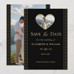 Gold & Black Polka Dot Personalised wedding Save The Date