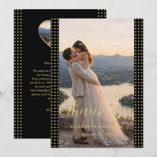 Gold & Black Polka Dot Personalised wedding Thank You Card