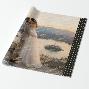 Gold & Black Polka Dot Personalised wedding Wrapping Paper