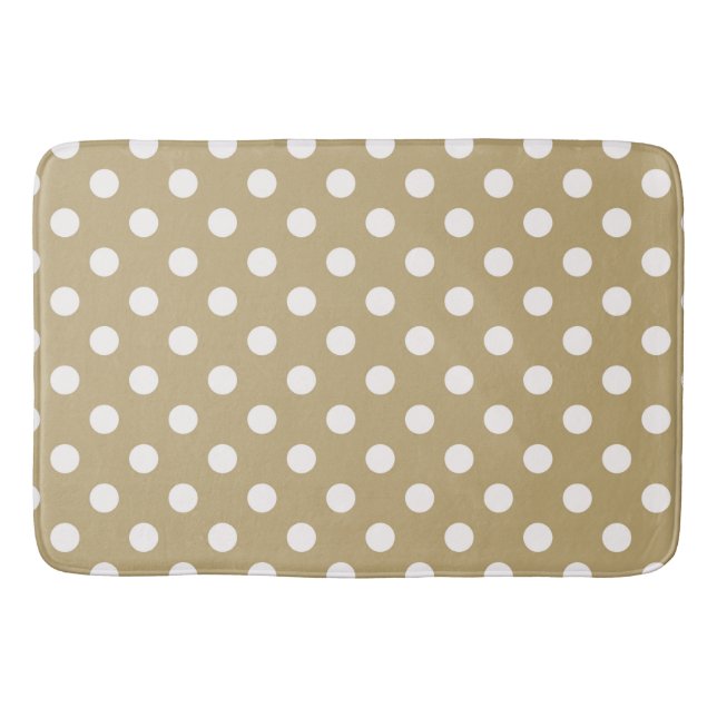 Gold & Black Polka Dots Dot Bath Mat (Front)