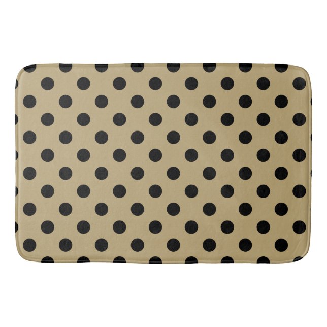 Gold & Black Polka Dots Dot Bath Mat (Front)