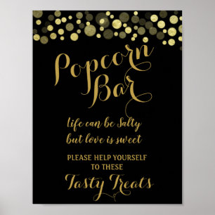 Gold & black Popcorn Bar wedding sign