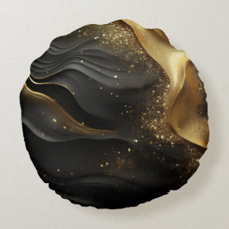 Gold Black Prinkle Round Cushion