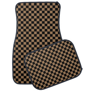 Gold Black Racing Karting Checkered Car Mat