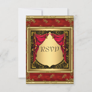 Gold Black Red retro Invitation