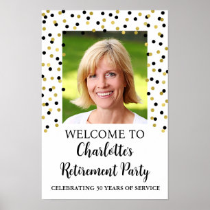 Gold Black Retirement Party Custom 12x18 Photo Poster