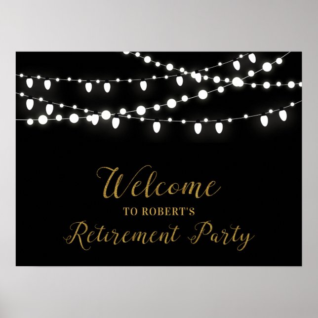 Gold & Black | Retirement Party Welcome Sign (Front)