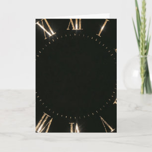 Gold Black Roman Numeral Clock New Year's Card