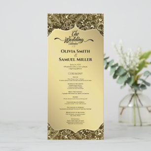 Gold Black Royal Damask Wedding Program