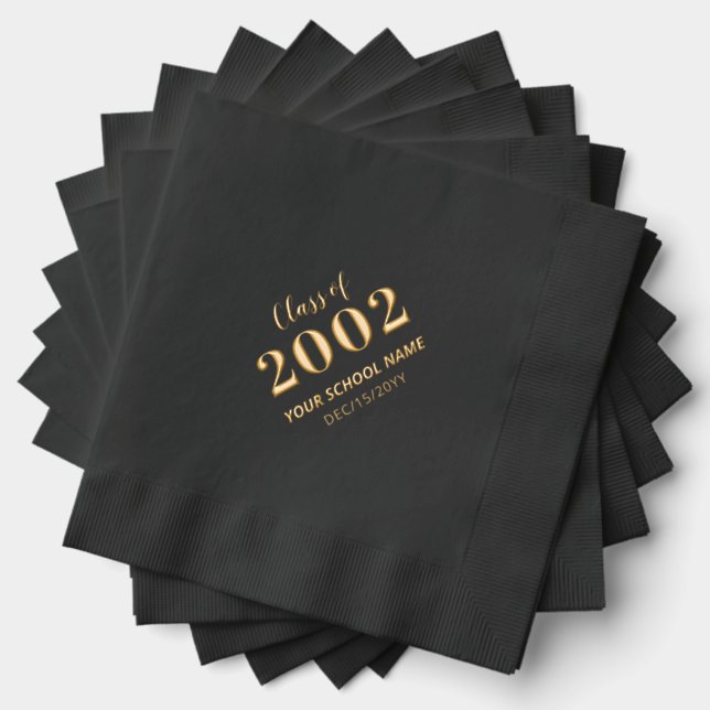 Gold Black School Class Reunion Year  Foil Napkins (Insitu (Stacked))