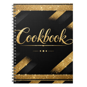 Gold Black Script Luxury Glitter Modern Chic Luxe Notebook