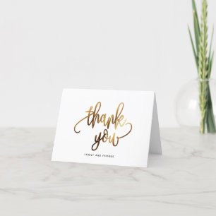 Gold Black Script Typography Wedding Thank You Card