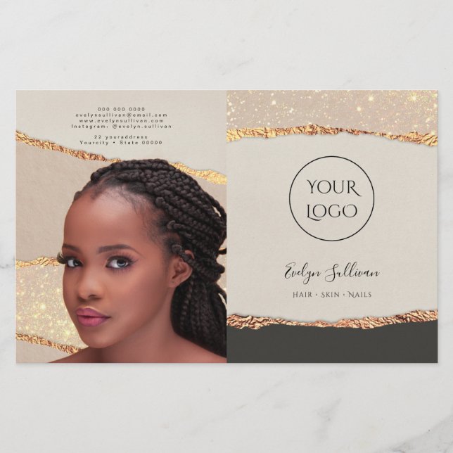 Gold Black Shimmer Paper Bifold Brochure (Front)