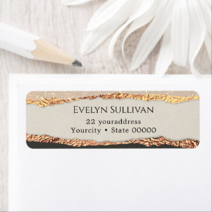 Gold black shimmer paper return address label