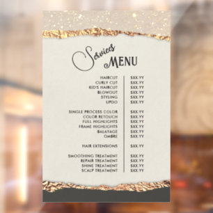 Gold Black Shimmer Paper Services Menu