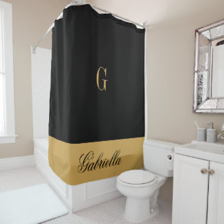 Gold Black Shower Curtain