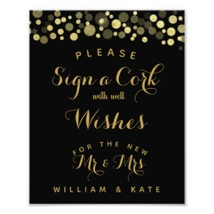 Gold & Black Sign a Cork party or wedding sign