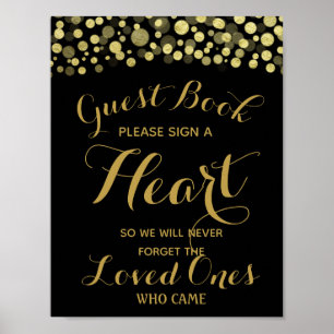 GOLD & BLACK sign a heart guest book wedding sign