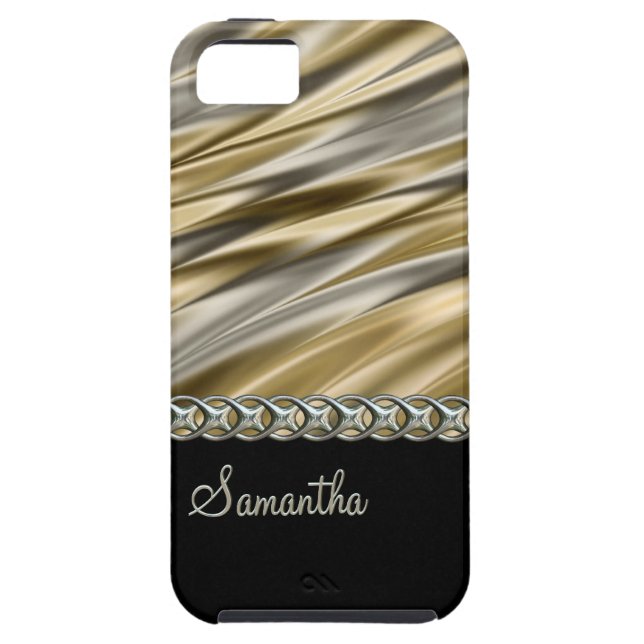 Gold, black, silver chain, monogram Case-Mate iPhone case (Back)