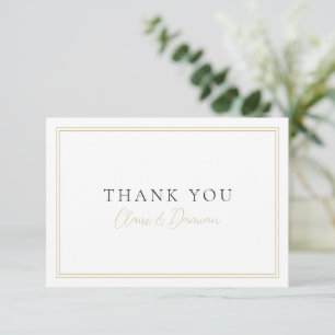 Gold Black Simple Elegance Romantic Script  Thank You Card