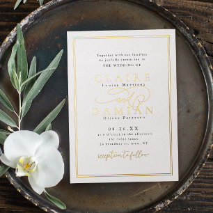 Gold Black Simple Elegance Romantic Script Wedding