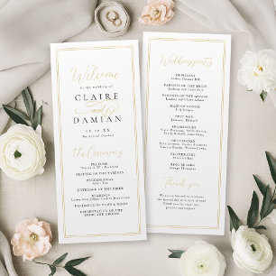 Gold Black simple elegance romantic script wedding Program