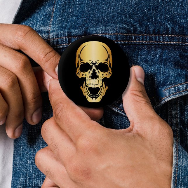 Gold & Black Skull 6 Cm Round Badge (Creator Uploaded)