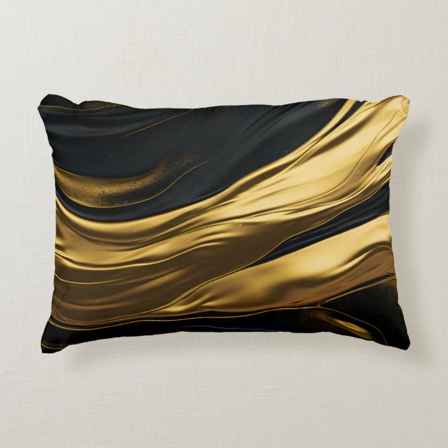 Gold & Black Sleek Accent Pillow (Front)