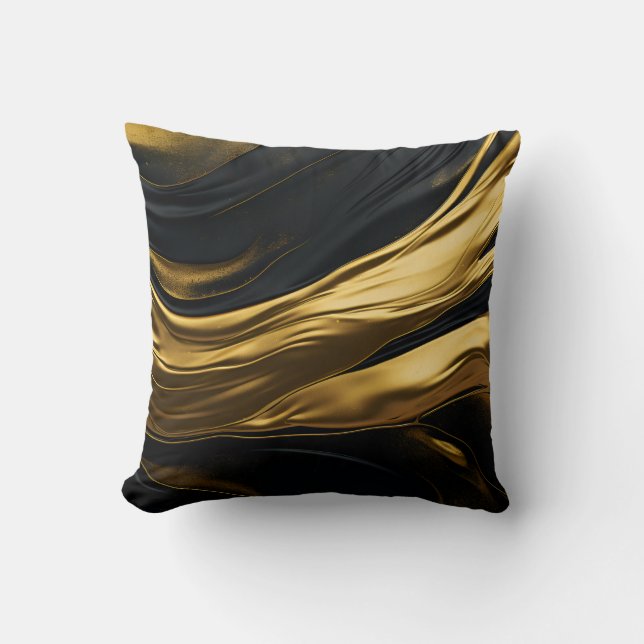 Gold & Black Sleek Throw Pillow (Front)