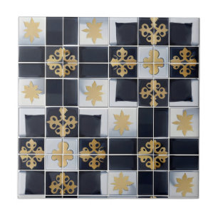 Gold Black Small Tile Pattern