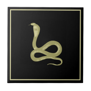 Gold & Black Snake Ceramic Tile